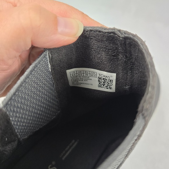 TOMS Gray Suede Leather Wedge Heel Ankle Booties Size 8.5 Casual Shoes - Picture 7 of 8